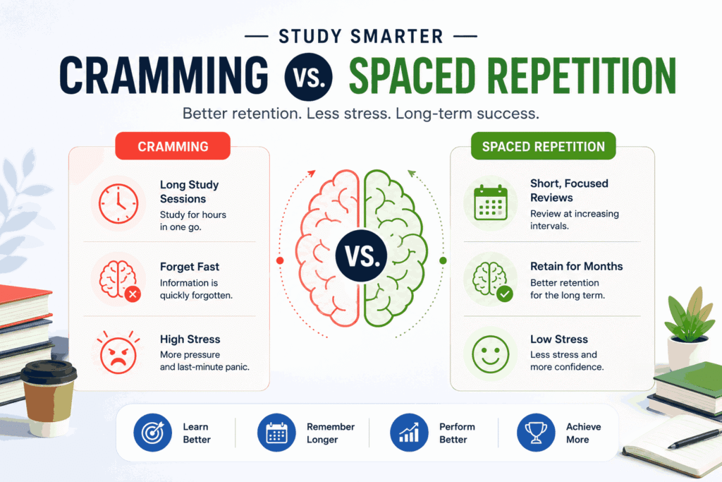 cramming vs spaced repetition (2) Spaced repetition vs traditional cramming study methods comparison