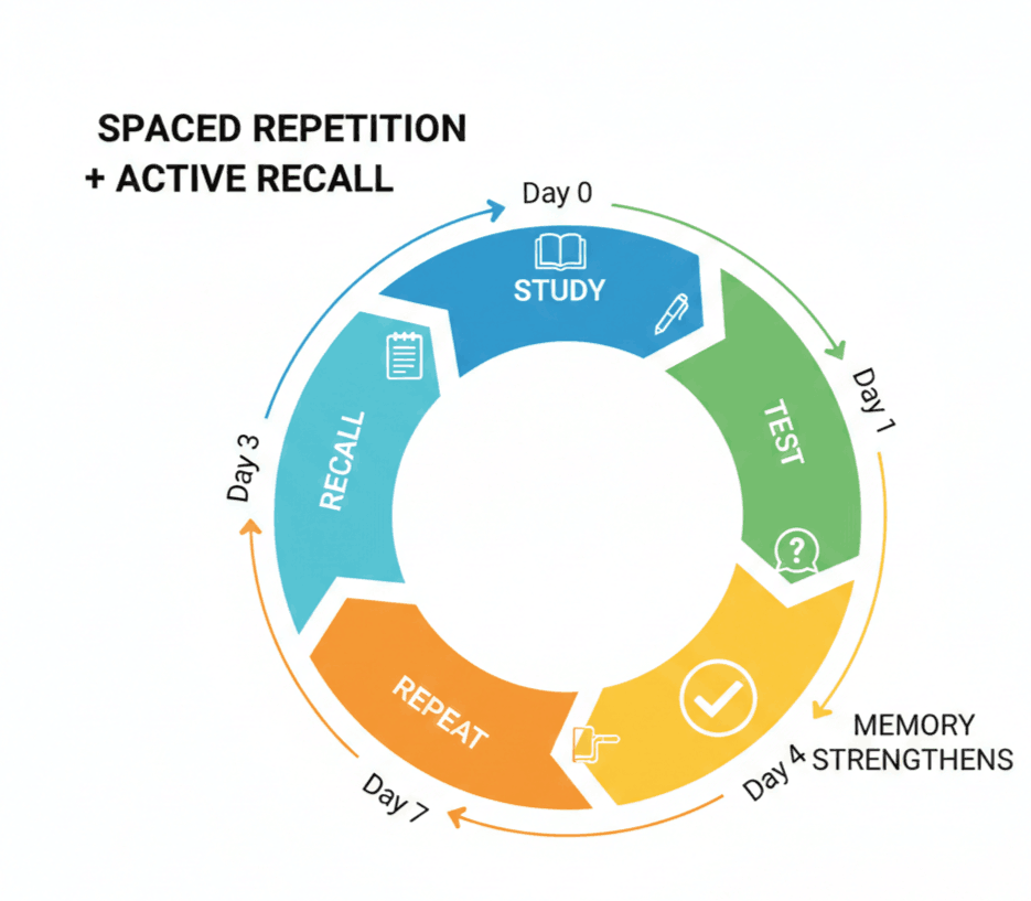 step by step review cycle of spaced repetition step by step spaced repetition study plan for students