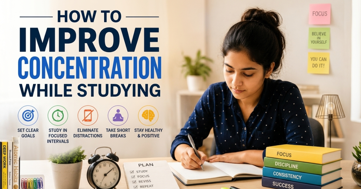 Student learning how to improve concentration while studying