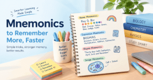 Mnemonic examples for students with memory tricks like Roy G. Biv, BODMAS, rhymes, and visual learning techniques